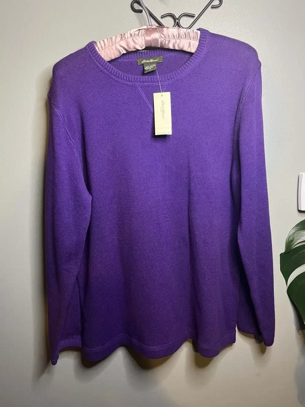 Eddie Bauer Women's Small Purple 100% Cotton Crewneck Sweater NWT